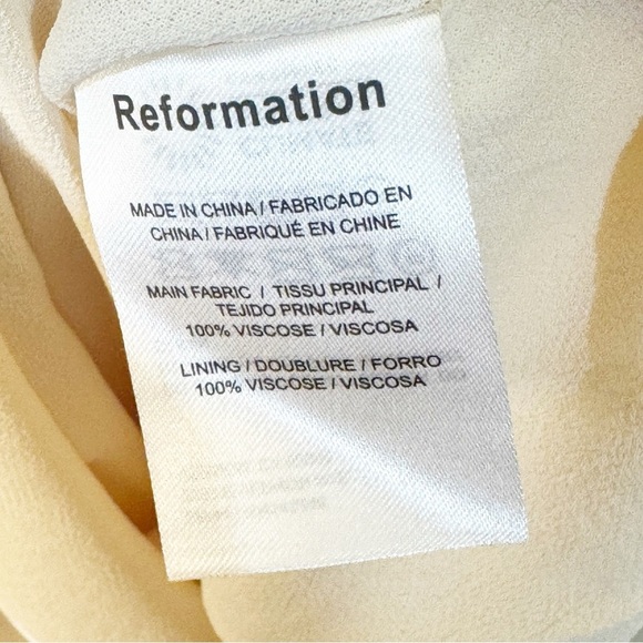 Reformation Yellow White Gingham Tie Shoulders Midi Darby Dress in Bodie Small - Picture 6 of 7